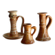 3 vintage handcrafted pottery candle holders