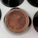 Set of 5 small black & yellow ceramic bowls (Ramekins) signed Kéramos Sèvres