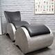 Industrial aluminum & vinyl lounge chair with footrest, 1970s
