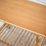 Bamboo table with wheels, bamboo service with wheels, servant, interior decoration