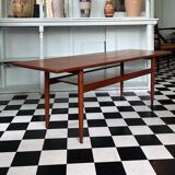 Mid-Century Modern Danish Teak and Rosewood Long Coffee Table with Magazine Rack