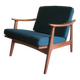 Danish teak lounge chair with blue-green cushions, 1960s