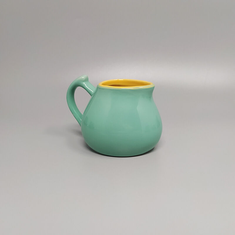 Green and yellow tea set/coffee set in ceramic by naj oleari, made in italy 1960