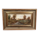 Favelli Flavio: Oil painting on panel "animated landscape"