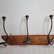 Wall rack "bistro" in metal and wood, 1900, 3 hooks