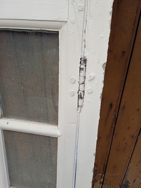 Old arched house window / transom, hammered glass, cremone