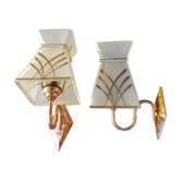 Pair of wall lights, copper and opaline vintage, years 50