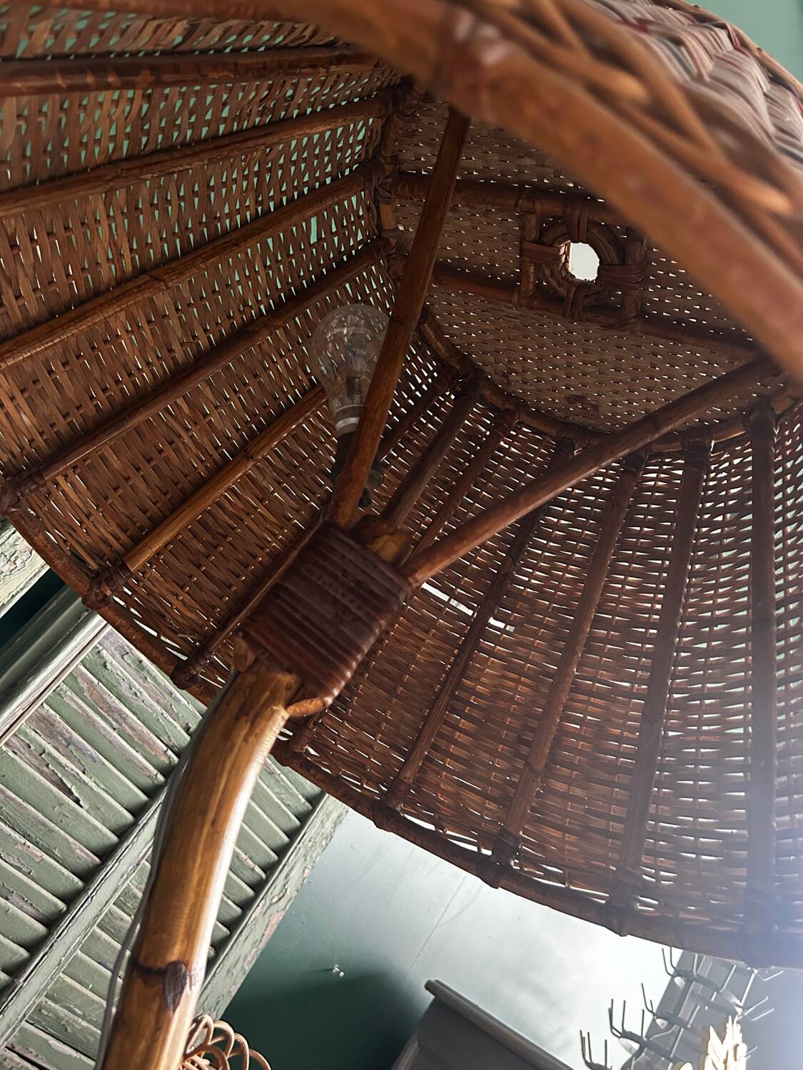 1960s rattan floor lamp – 3-in-1