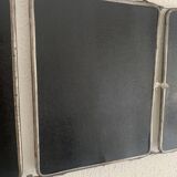 Miroir vintage 1950 triptyque barbier simili lézard noir coiffeur - 27 x 67