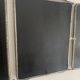 Vintage 1950s triptych barber mirror in black lizard-skin leather - 27 x 67