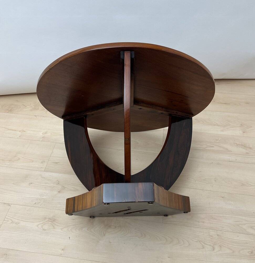 Art Deco Round Side Table in Rosewood Veneer, France, 1930s