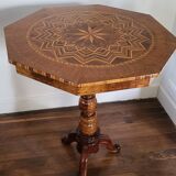 Marquetry pedestal table