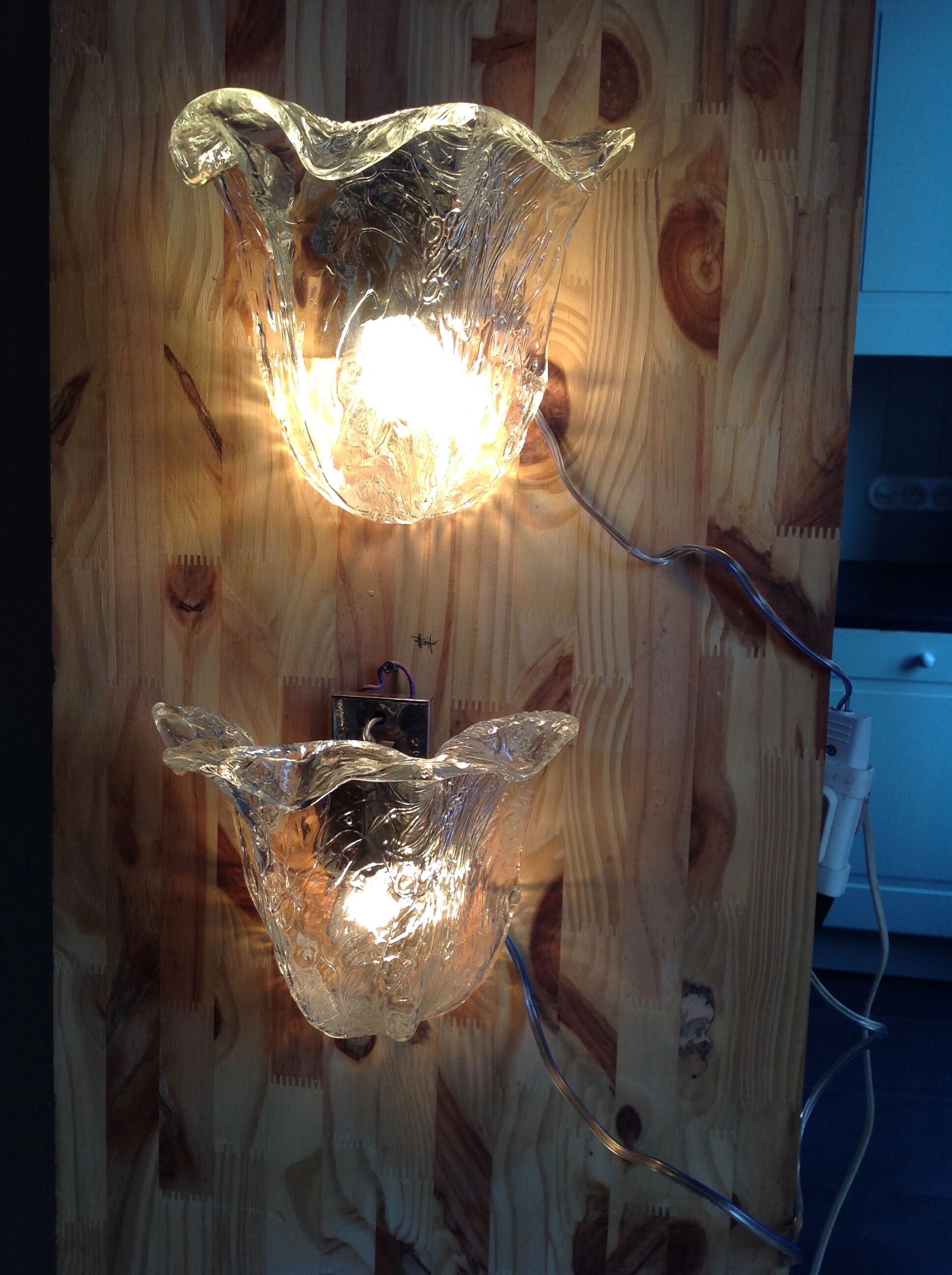 Pair of vintage Murano glass sconces, 70s