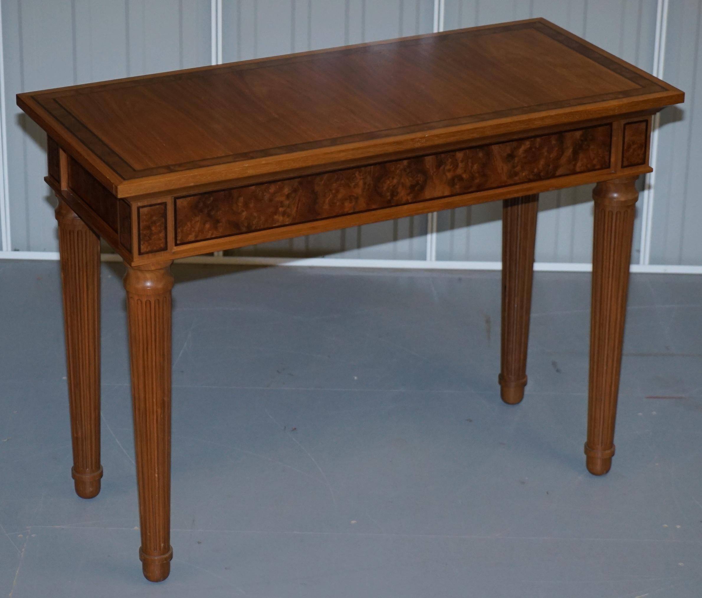 Pair of console tables David Linley 1993 walnut burr