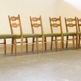 Vintage 1960s brutalist Danish modern oak dining chairs in the style of Henning Kjærnulf