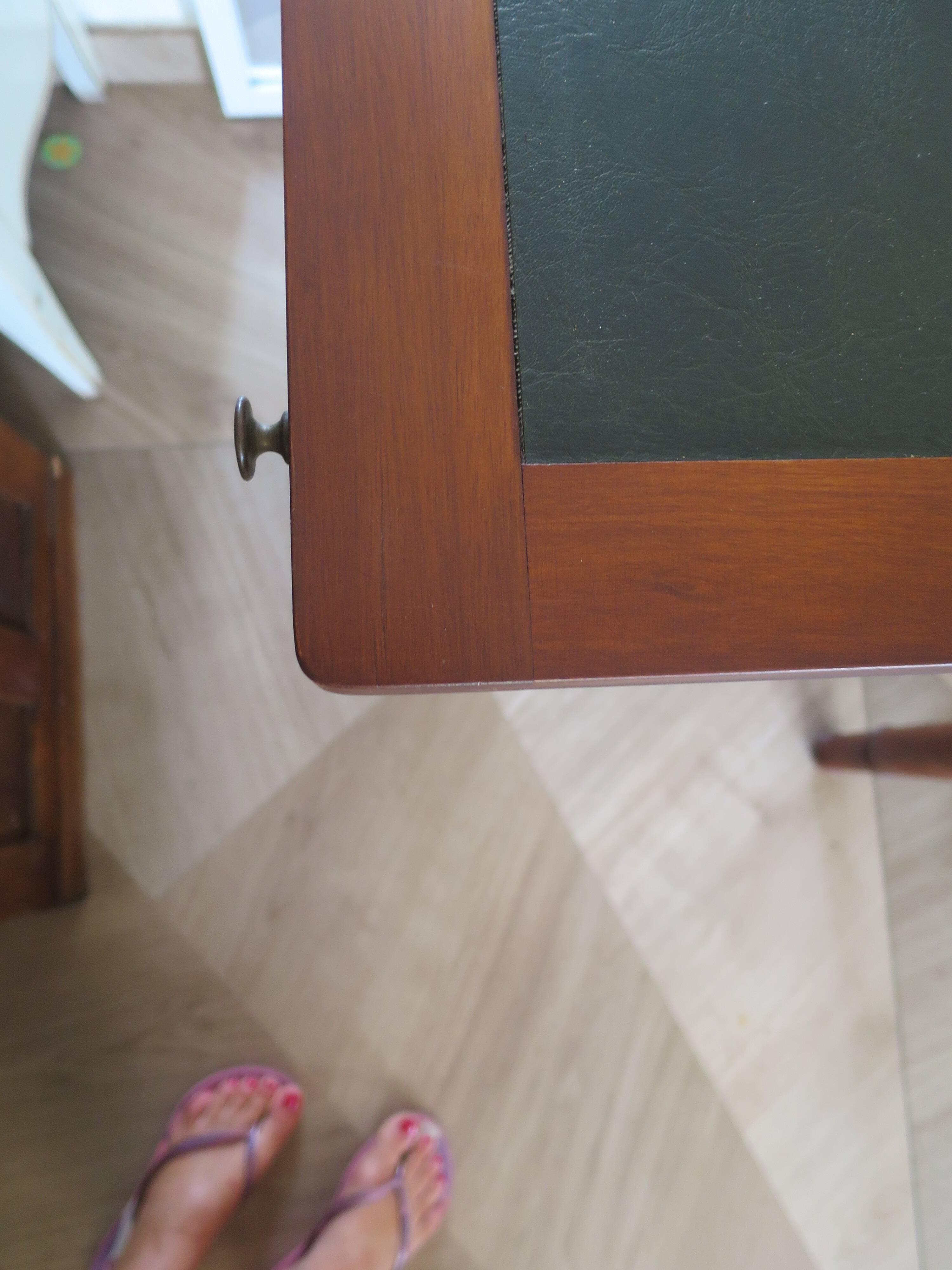 minister's desk - 2 drawers - solid wood - faux leather writing pad - Louis Philippe