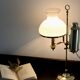 English Quinquet lamp in brass and opaline.
