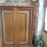 Vintage rattan wardrobe, 60s
