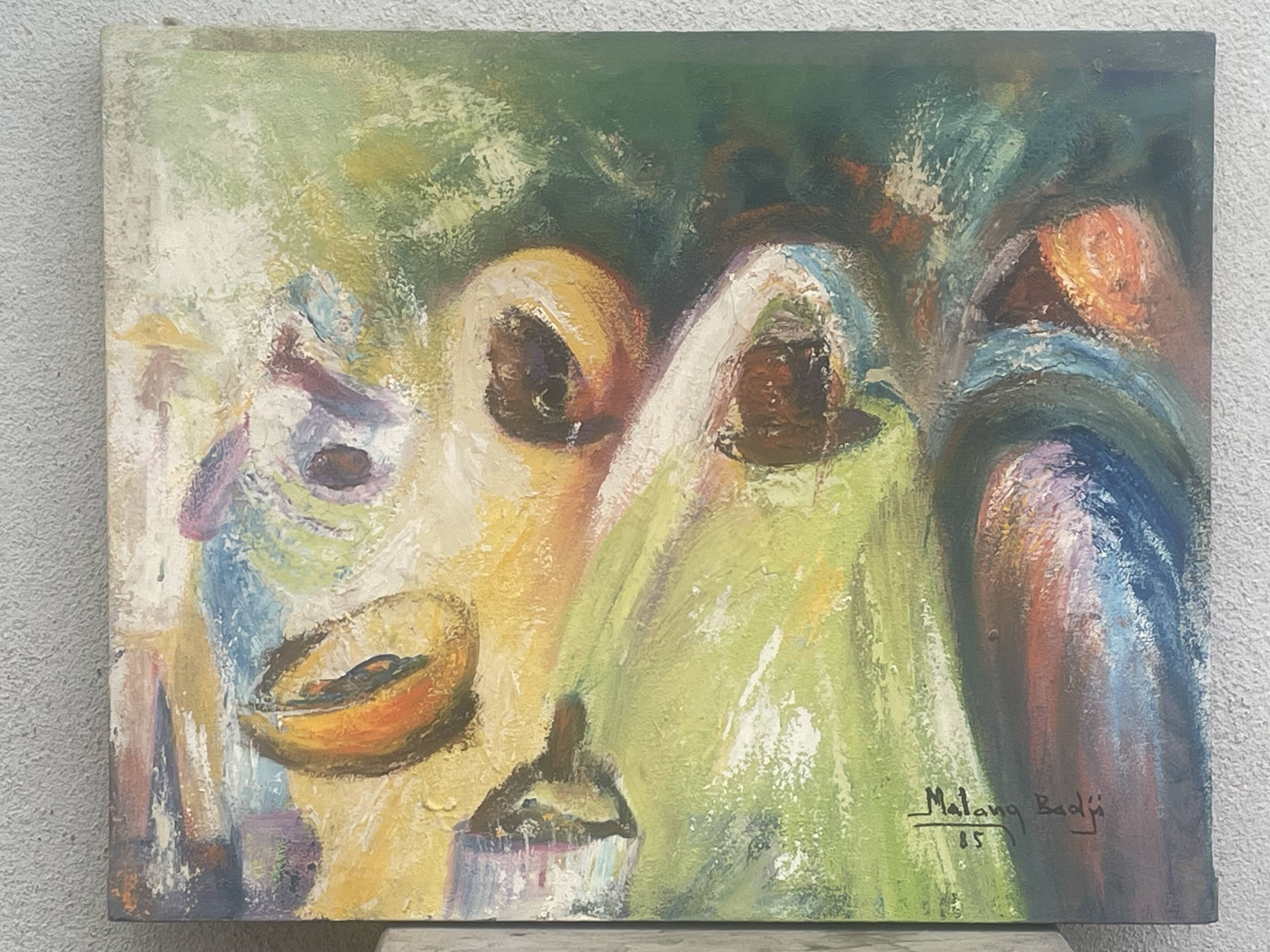 Oil or acrylic on canvas, signed Badji Malang