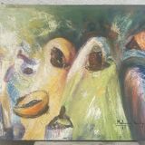 Oil or acrylic on canvas, signed Badji Malang