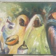 Oil or acrylic on canvas, signed Badji Malang