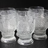 Set of 6 Mid-century Rare Pressed Glass Glasses / Libochovice / 1981