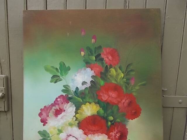 Large painting of a bouquet of flowers 91.5 x 60.5