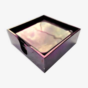 LOT de 6 dessous de verre laqués violet avec leur boite vers 1970