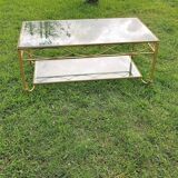 Gold metal and glass coffee table