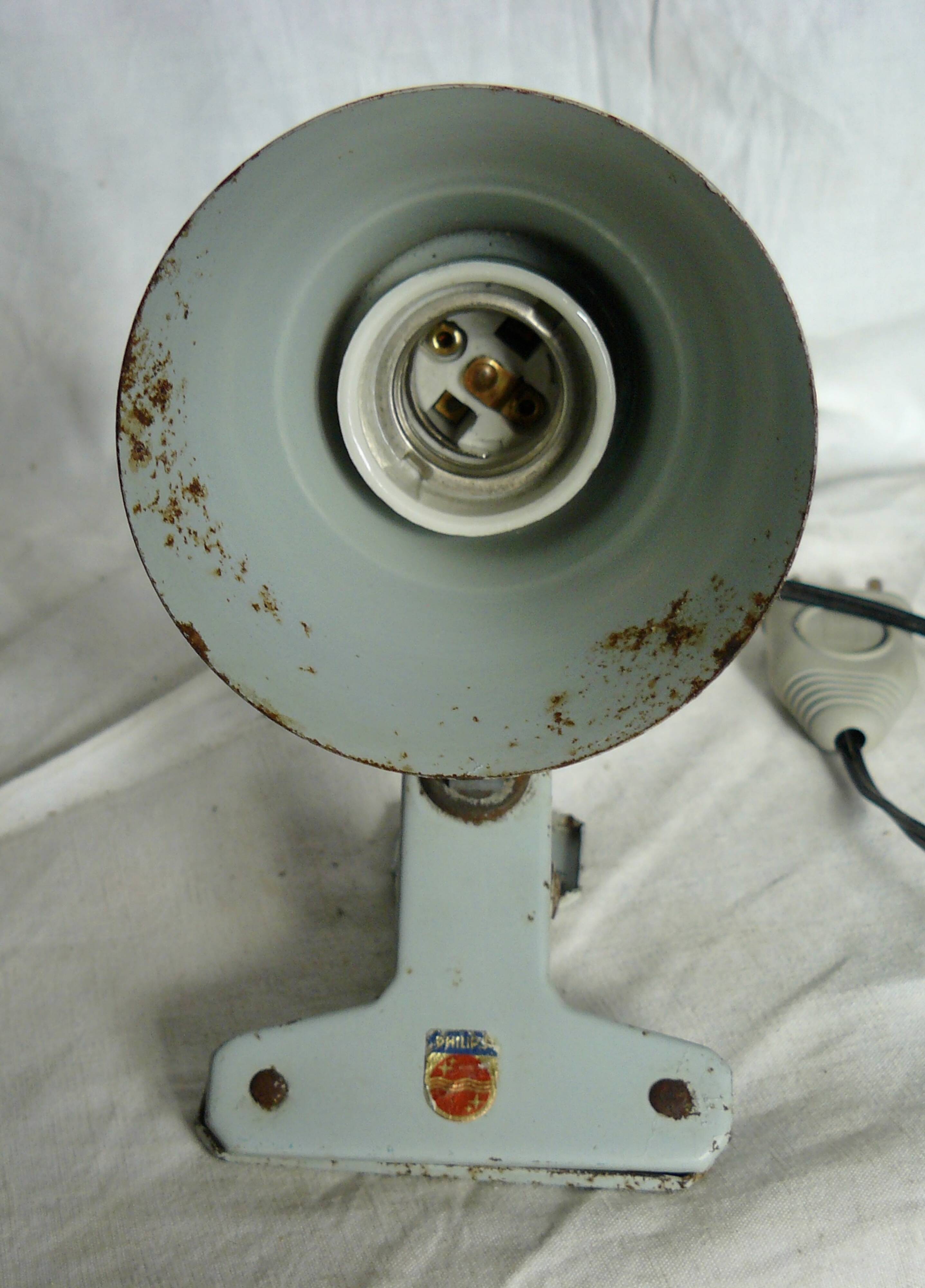 Philips industrial design clamp workshop lamp vintage reading light 1960
