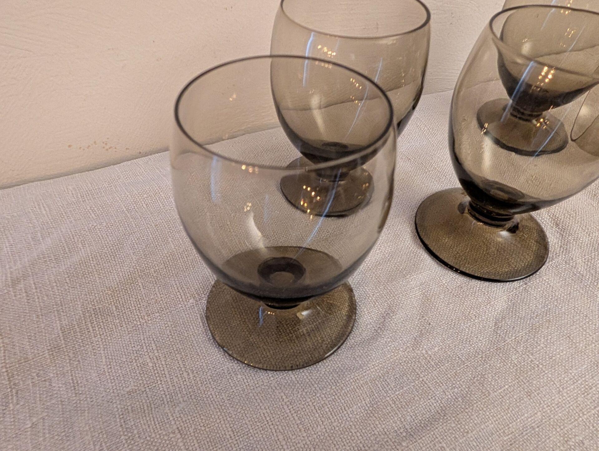 5 smoked glasses on a stem, 1970s