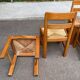 6 chaises brutalistes Maison Regain orme massif paillées années 80