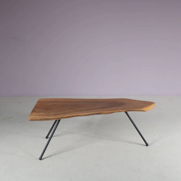 Table basse en tronc d'arbre des années 1950 dans le style Aubock d'Autriche