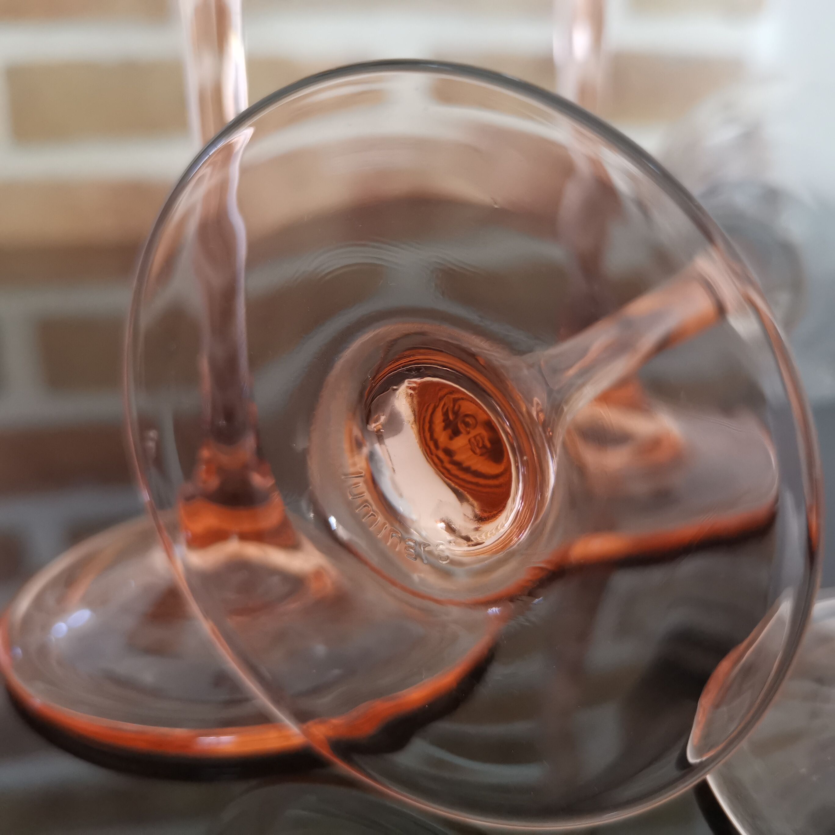 Luminarc pink feet wine glasses