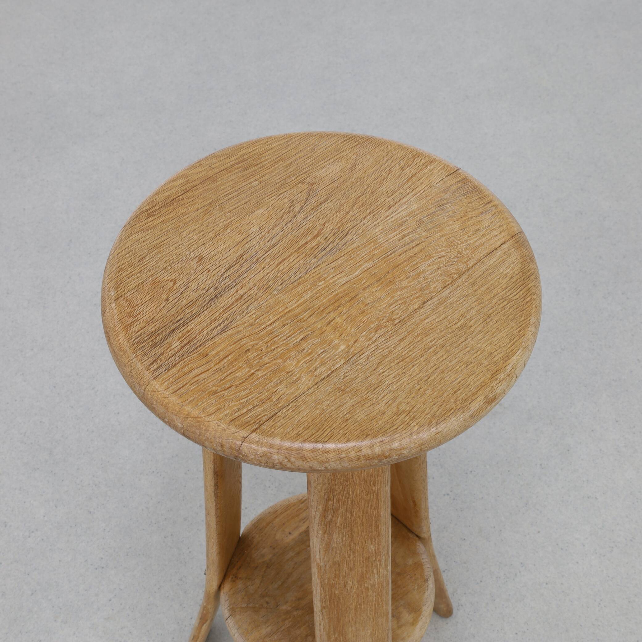 3x Barstools in solid Oak Brutalist, 1970s