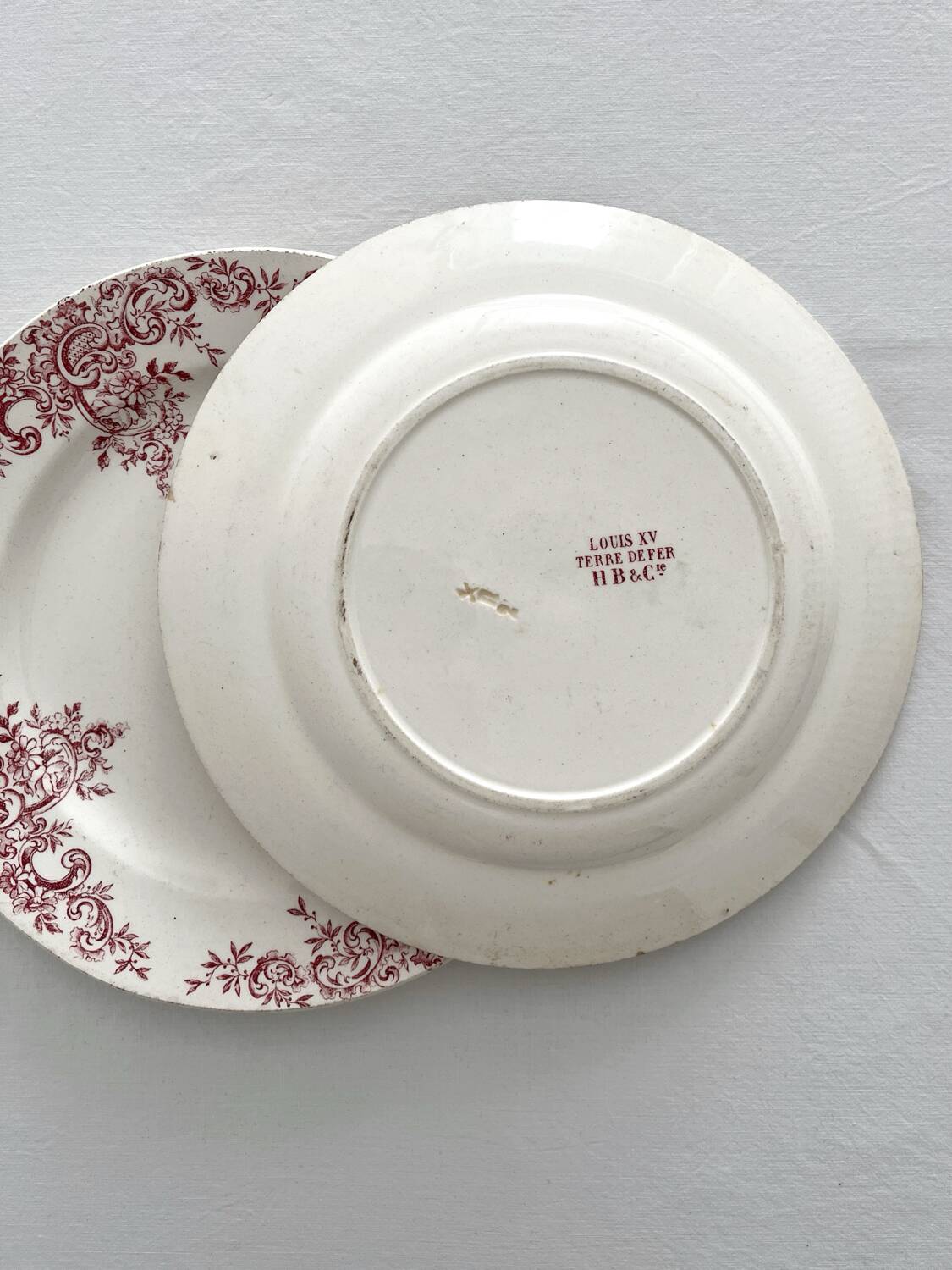 2 flat plates made of ironstone "Louis XV" Choisy le Roi