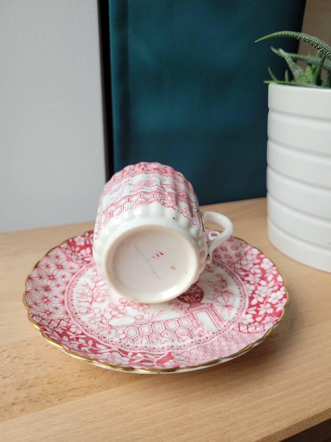 Fine porcelain coffee cup and saucer