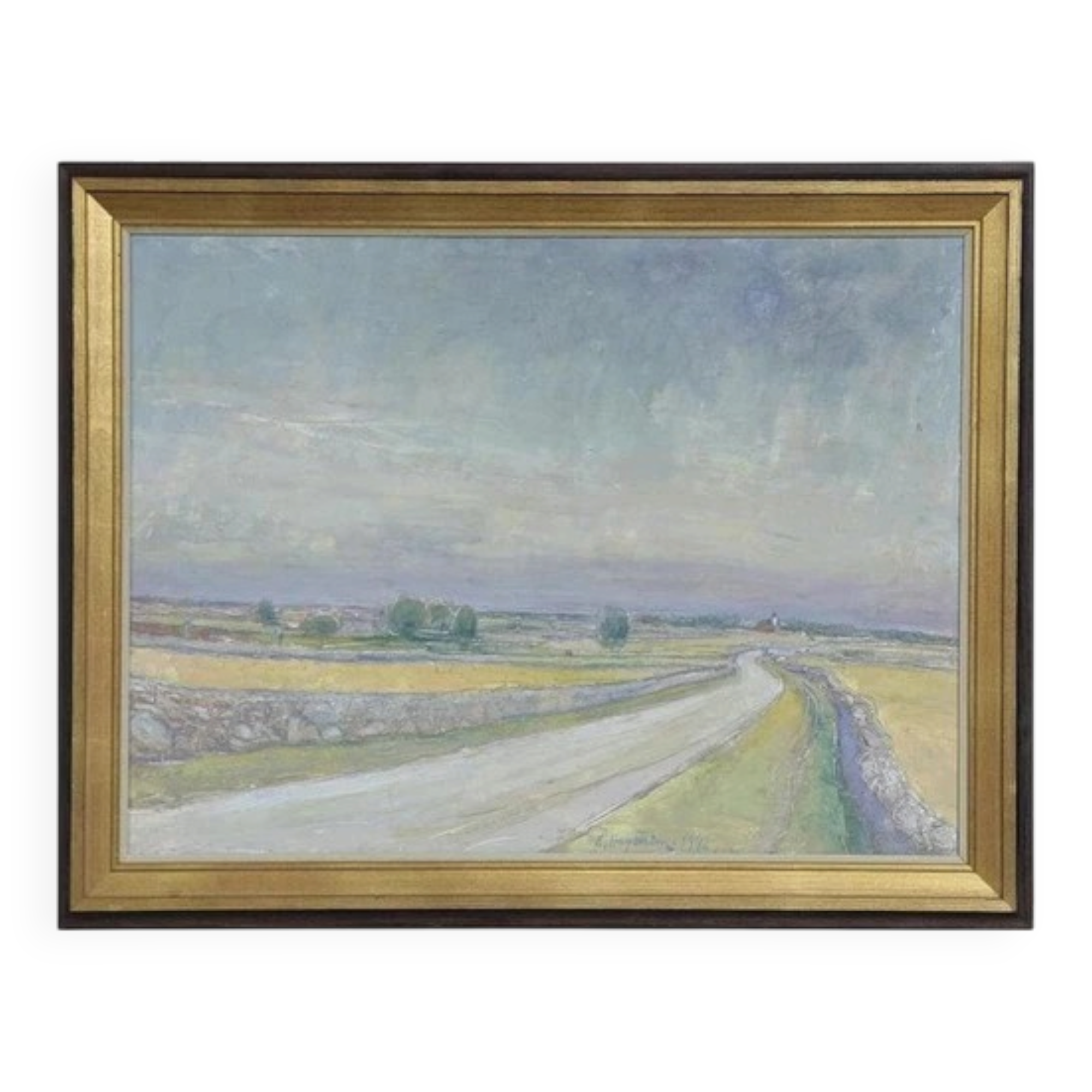 Swedish Oil on Panel “Räpplinge, Öland” by Emil Hagström, Vintage 70.5×55.5cm