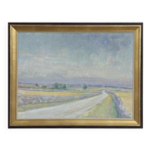 Huile su panneau suédoise “Räpplinge, Öland” par Emil Hagström, vintage 70,5×55,5 cm