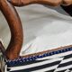 Vintage reupholstered solid wood footboard bench, kirkbydesign publisher fabric, 88 cm