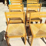 Table et six chaises en orme. Vintage