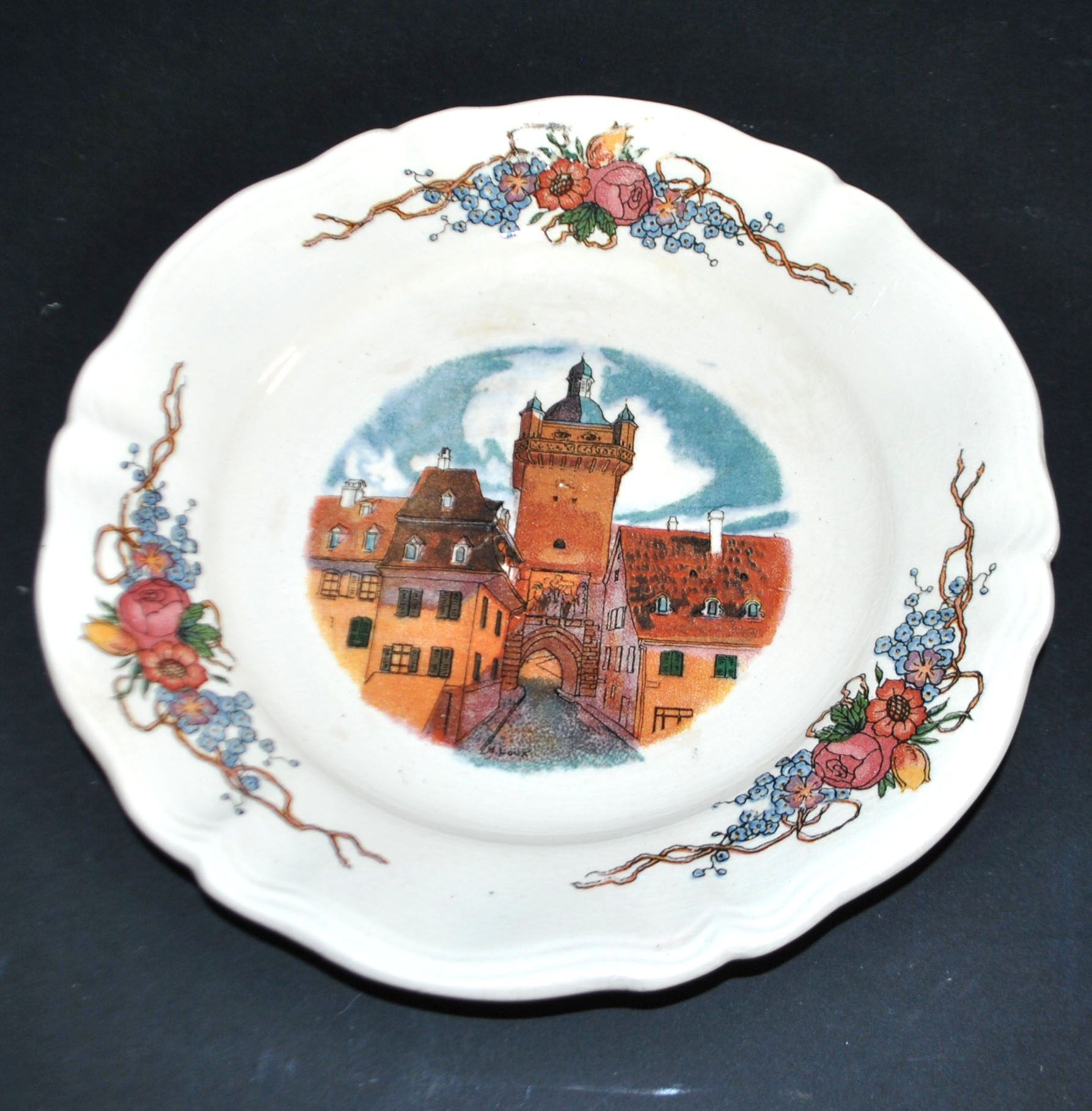 Sarreguemines lot de 2 assiettes à dessert Obernai décor Loux 3 fleurs