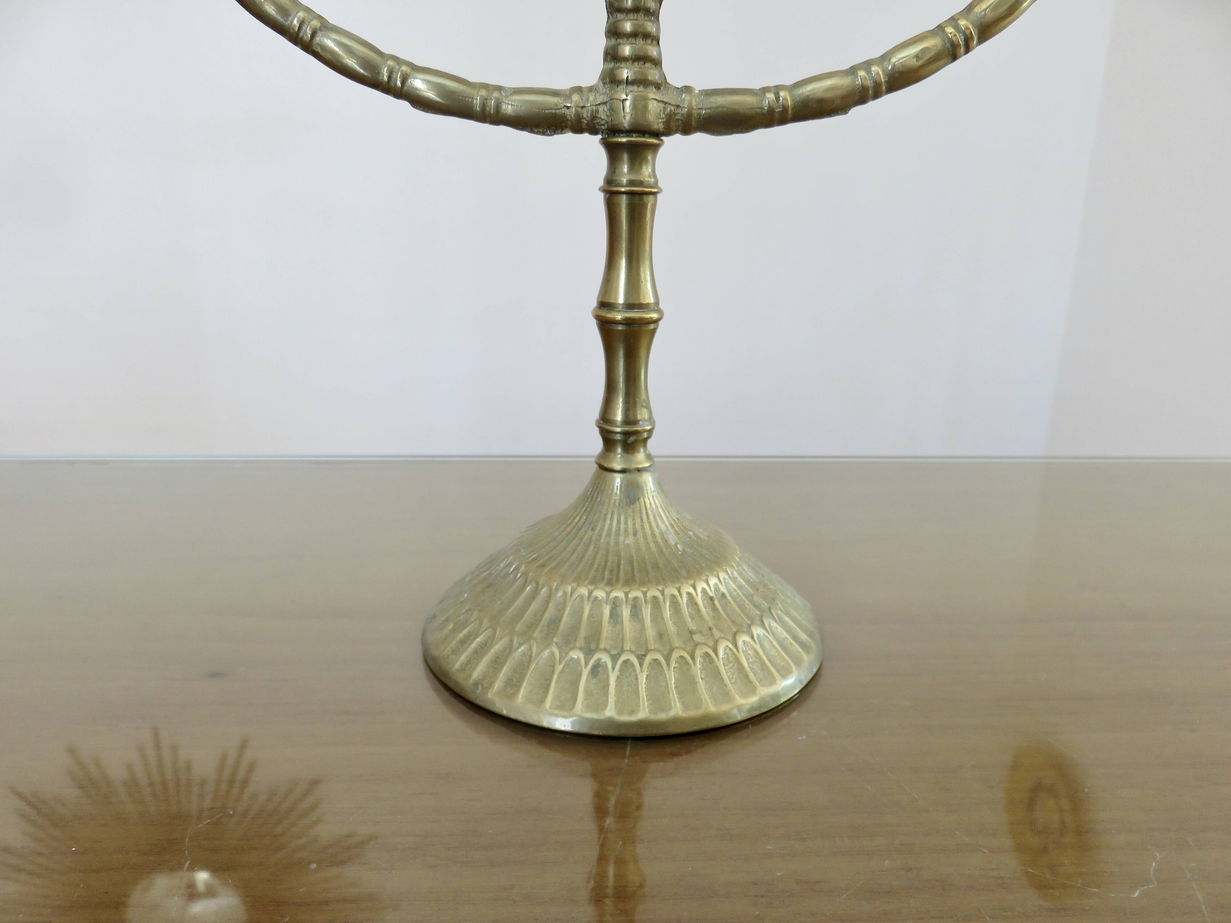 Large candle holder, candlestick, solid bronze, 7 candles, 1970s, Menorah