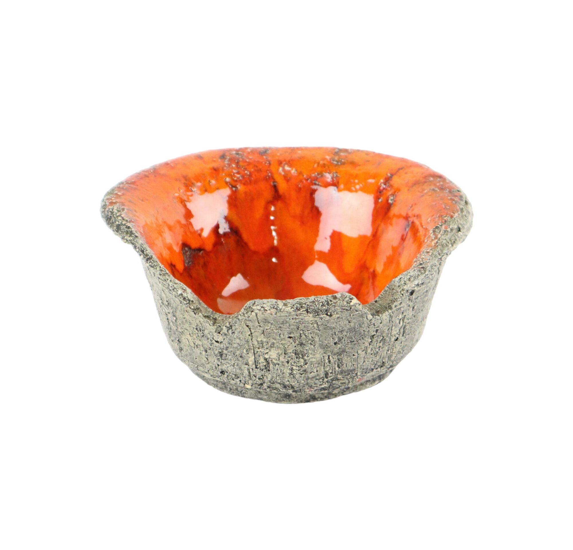 Jan Van Erp Earthenware Ashtray Vide Poche Orange Fat Lava 15cm