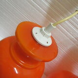 Pair vintage orange hanging lamps
