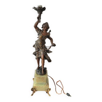 Spelter lamp statuette by Bruchon