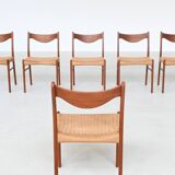 Arne Wahl Iversen set of six dining chairs in teak Glyngore Denmark 1960