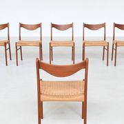 Arne Wahl Iversen set of six dining chairs in teak Glyngore Denmark 1960