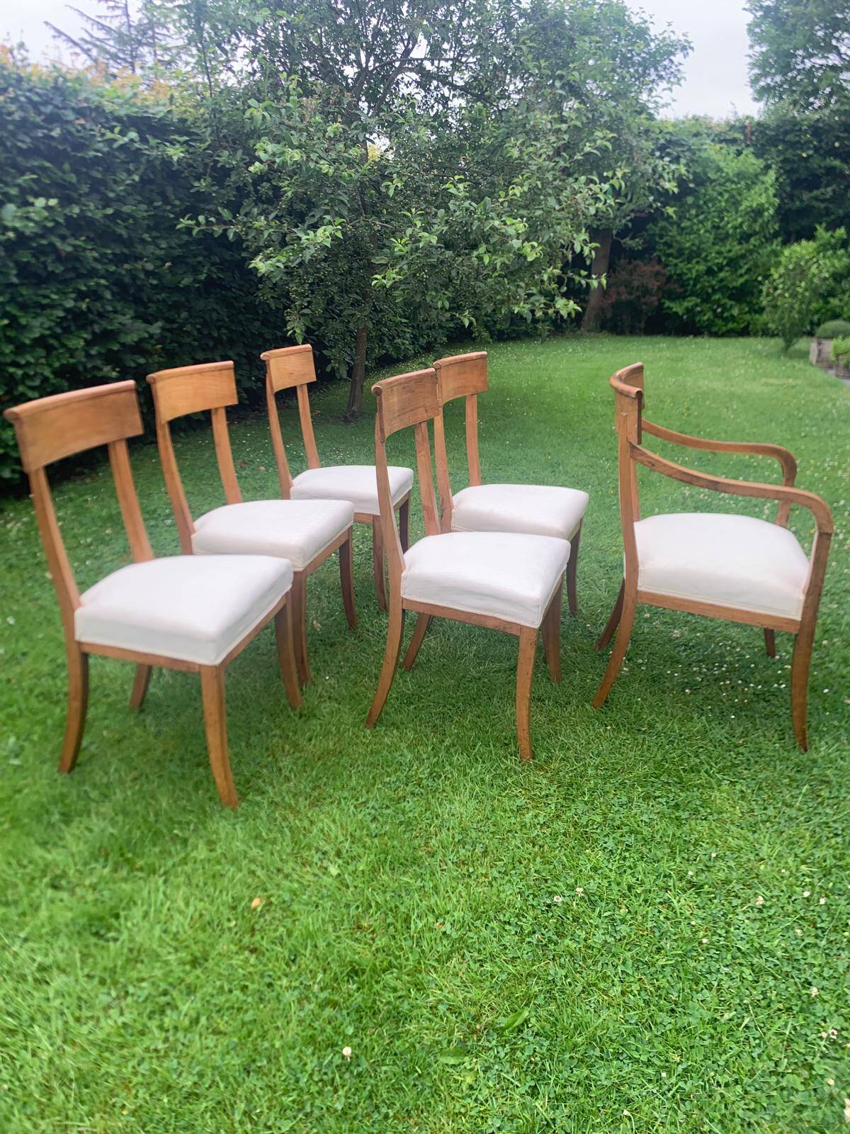 5 chaises et 1 fauteuil époque Empire