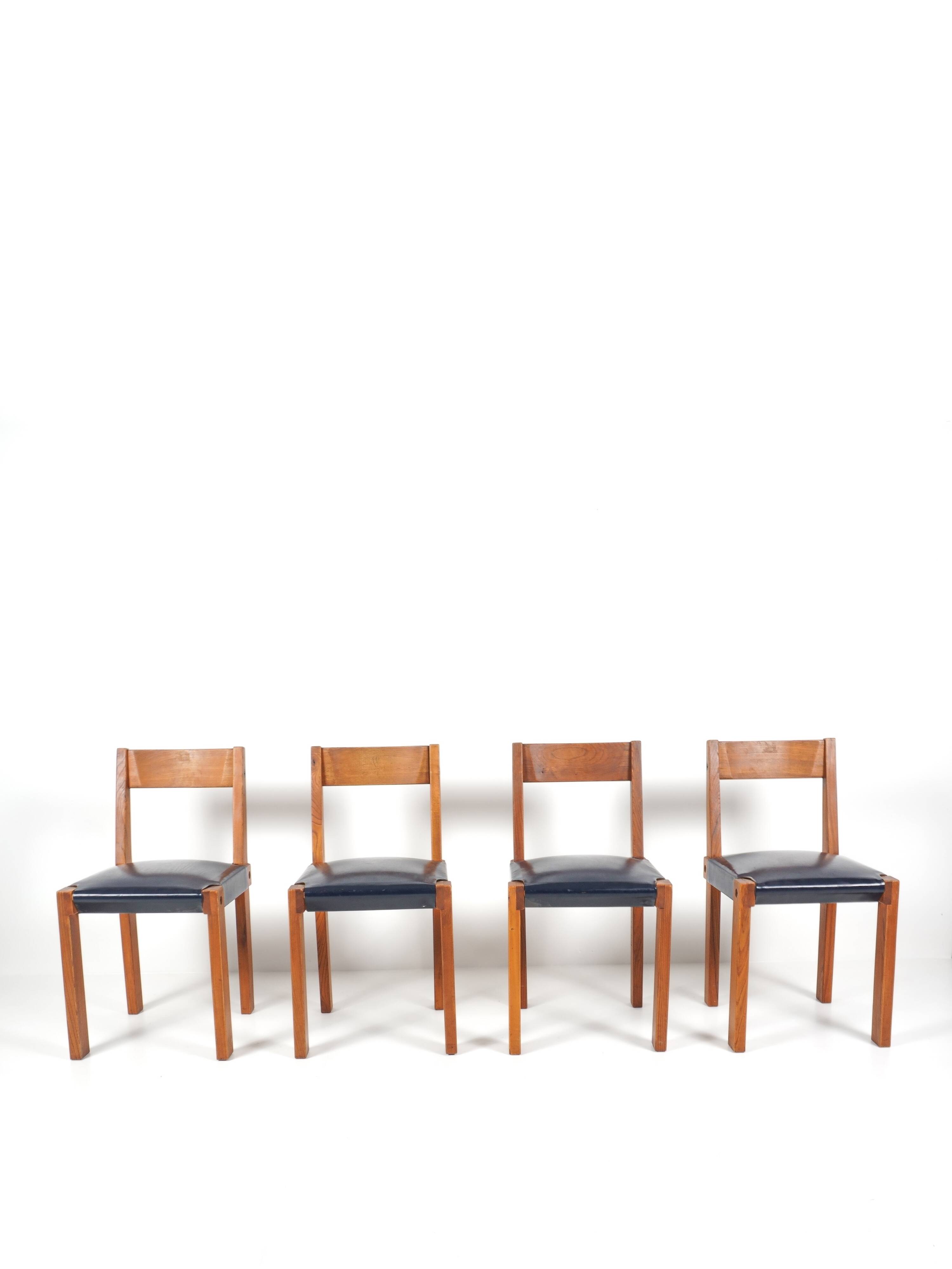 Pierre chapo - suite de 4 chaises mod. s24